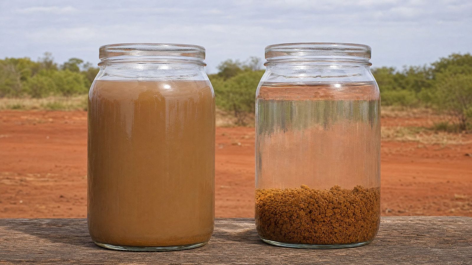 Two jars: muddy water vs clarified water